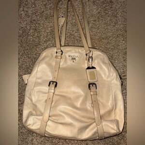 Vintage Prada Cream Leather Women's Tote